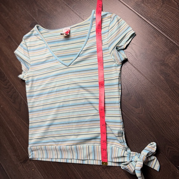 Striped V-Neck Vintage Women’s Top - Blue and‎ Green - Picture 7 of 8